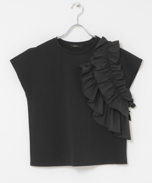 URBAN RESEARCH ROSSO WOMEN（アーバンリサーチ　ロッソ）の「フリルドッキングTEEブラウス（Tシャツ/カットソー・レディース・オフホワイト/グレー/ブラック・FREE）」の4枚目の写真