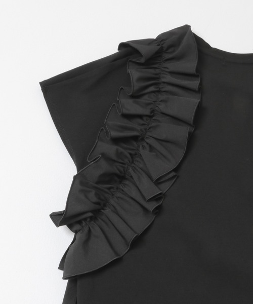 URBAN RESEARCH ROSSO WOMEN（アーバンリサーチ　ロッソ）の「フリルドッキングTEEブラウス（Tシャツ/カットソー・レディース・オフホワイト/グレー/ブラック・FREE）」の5枚目の写真
