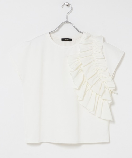 URBAN RESEARCH ROSSO WOMEN（アーバンリサーチ　ロッソ）の「フリルドッキングTEEブラウス（Tシャツ/カットソー・レディース・オフホワイト/グレー/ブラック・FREE）」の10枚目の写真