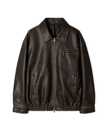 LEATHERY（レザリー）の「ウォッシュドレザーオーバーサイズブルゾンジャケット [WASHED BROWN]（MA-1）」