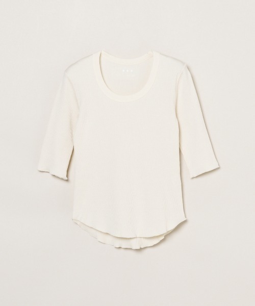 three dots（スリードッツ）の「シャイニー リブジェシカ（Tシャツ/カットソー・レディース・ブラック/アイボリー/チャコール・MEDIUM/SMALL）」の2枚目の写真