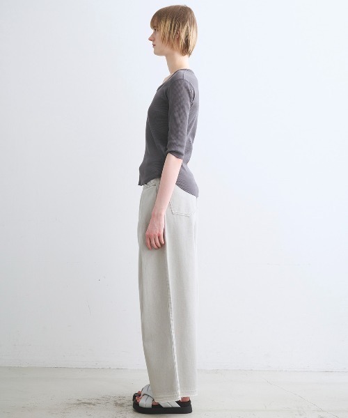 three dots（スリードッツ）の「シャイニー リブジェシカ（Tシャツ/カットソー・レディース・ブラック/アイボリー/チャコール・MEDIUM/SMALL）」の8枚目の写真