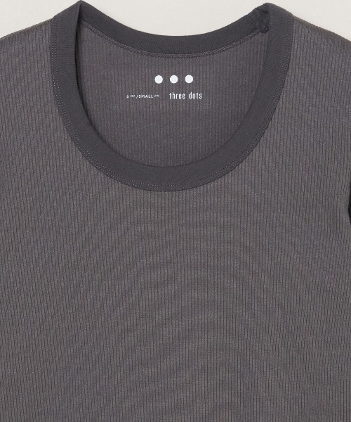 three dots（スリードッツ）の「シャイニー リブジェシカ（Tシャツ/カットソー・レディース・ブラック/アイボリー/チャコール・MEDIUM/SMALL）」の12枚目の写真