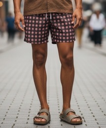 OAS（オーエーエス）の「BOARD SHORTS/OAS / 総柄ボードショーツ ダークブラウン×ピンク 水陸両用 ショートパンツ スイムショーツ リゾート 夏（水着）」