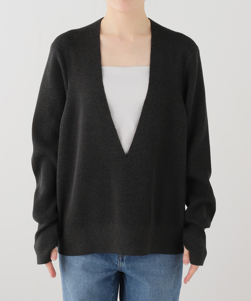 IENA（イエナ）の「PURLAM/プラム AZE Deep-Vneck L/S PO プルオーバー PU126-MPO 05（ニット/セーター・レディース・チャコールグレー・LARGE/MEDIUM）」の8枚目の写真