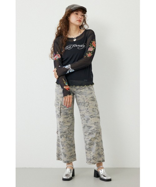 RODEO CROWNS WIDE BOWL(ロデオクラウンズワイドボウル)の「(Ed Hardy)シアーロングスリーブ Tシャツ(Tシャツ/カットソー・レディース・オフホワイト/カモフラージュ/ブラック/ライトピンク・FREE)」の13枚目の写真