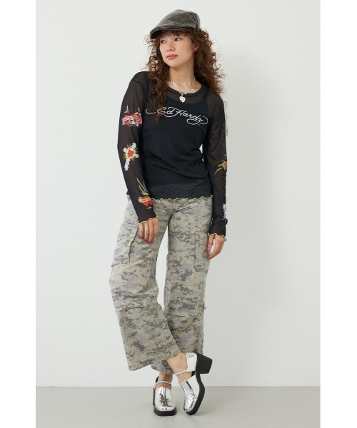 RODEO CROWNS WIDE BOWL(ロデオクラウンズワイドボウル)の「(Ed Hardy)シアーロングスリーブ Tシャツ(Tシャツ/カットソー・レディース・オフホワイト/カモフラージュ/ブラック/ライトピンク・FREE)」の14枚目の写真
