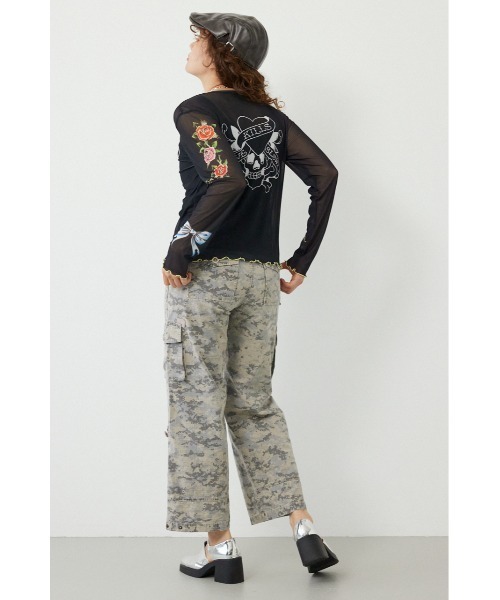 RODEO CROWNS WIDE BOWL(ロデオクラウンズワイドボウル)の「(Ed Hardy)シアーロングスリーブ Tシャツ(Tシャツ/カットソー・レディース・オフホワイト/カモフラージュ/ブラック/ライトピンク・FREE)」の15枚目の写真