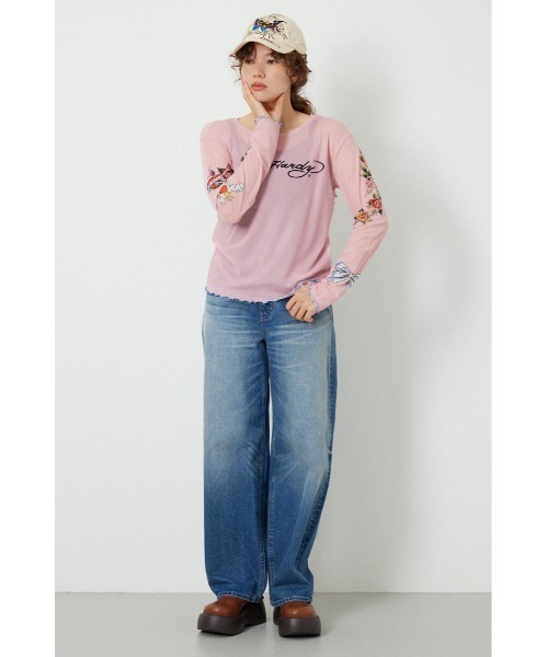 RODEO CROWNS WIDE BOWL(ロデオクラウンズワイドボウル)の「(Ed Hardy)シアーロングスリーブ Tシャツ(Tシャツ/カットソー・レディース・オフホワイト/カモフラージュ/ブラック/ライトピンク・FREE)」の19枚目の写真