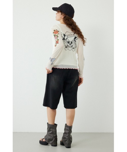 RODEO CROWNS WIDE BOWL(ロデオクラウンズワイドボウル)の「(Ed Hardy)シアーロングスリーブ Tシャツ(Tシャツ/カットソー・レディース・オフホワイト/カモフラージュ/ブラック/ライトピンク・FREE)」の9枚目の写真