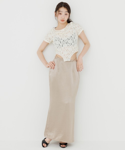 SENEE(セニー)の「lace bodysuit tops(レースボディスーツトップス)(Tシャツ/カットソー・レディース・ブラック/アイボリー・FREE)」の6枚目の写真