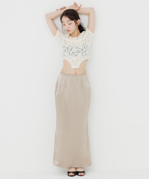 SENEE(セニー)の「lace bodysuit tops(レースボディスーツトップス)(Tシャツ/カットソー・レディース・ブラック/アイボリー・FREE)」の4枚目の写真