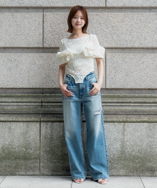 SENEE(セニー)の「lace bodysuit tops(レースボディスーツトップス)(Tシャツ/カットソー・レディース・ブラック/アイボリー・FREE)」の18枚目の写真