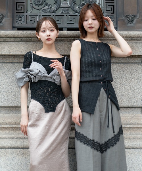 SENEE(セニー)の「lace bodysuit tops(レースボディスーツトップス)(Tシャツ/カットソー・レディース・ブラック/アイボリー・FREE)」の15枚目の写真