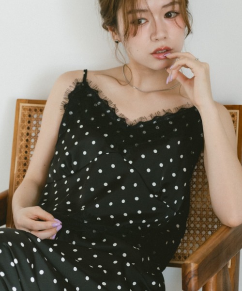 VANNIE U(ヴァニーユー)の「ドットレースサテンキャミソール ビスチェ(キャミソール・レディース・ブラック/アイボリー・FREE)」の17枚目の写真