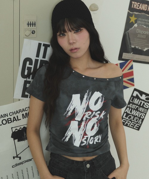 dispark（ディスパーク）の「DISPARK/スタッズネックワンショルダーT（Tシャツ/カットソー・レディース・アイボリー/チャコール・FREE）」の12枚目の写真