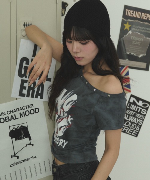 dispark（ディスパーク）の「DISPARK/スタッズネックワンショルダーT（Tシャツ/カットソー・レディース・アイボリー/チャコール・FREE）」の13枚目の写真