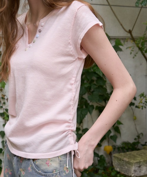 Birthday room(バースデイルーム)の「アソートボタンVネックT/Assorted Button V-Neck T-Shirt(Tシャツ/カットソー・レディース・ホワイト/ピンク/ライトブルー・FREE)」の21枚目の写真