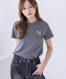 CLEAR BASIC | 【4色展開】ビジューロゴTシャツ［骨格ストレート／きれいめ／シンプル／大人カジュアル／フェミニン］(Tシャツ/カットソー)