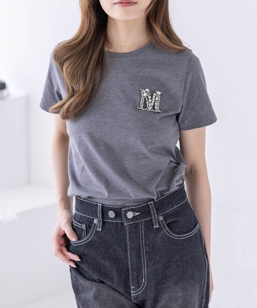 CLEAR BASIC（クリアベーシック）の「【4色展開】ビジューロゴTシャツ［骨格ストレート／きれいめ／シンプル／大人カジュアル／フェミニン］（Tシャツ/カットソー・レディース・サックスブルー/グレー/オフホワイト/ブラック・F）」の13枚目の写真