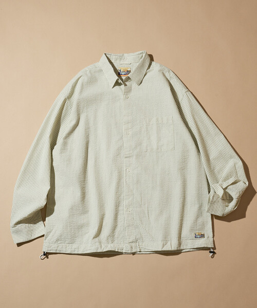 FREAK'S STORE（フリークスストア）の「FREAK'S STORE for BEACH & FES シアサッカー スピンドル レギュラーカラー ロングスリーブシャツ（シャツ/ブラウス・メンズ・ホワイト/ブルー/ブラウン・MEDIUM/LARGE）」の5枚目の写真