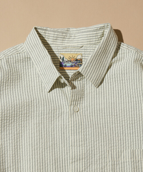 FREAK'S STORE（フリークスストア）の「FREAK'S STORE for BEACH & FES シアサッカー スピンドル レギュラーカラー ロングスリーブシャツ（シャツ/ブラウス・メンズ・ホワイト/ブルー/ブラウン・MEDIUM/LARGE）」の6枚目の写真