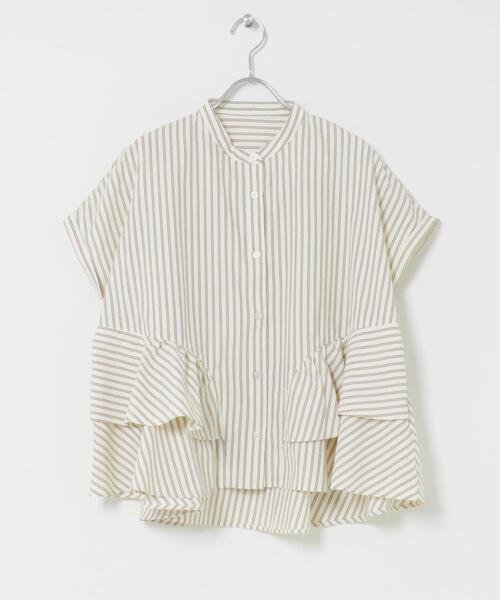 URBAN RESEARCH Sonny Label(アーバンリサーチサニーレーベル)の「『WEB限定』バンドカラーフリルストライプ半袖シャツ(シャツ/ブラウス・レディース・ブルー系その他/ブラウン系その他/ホワイト系その他・FREE)」の20枚目の写真