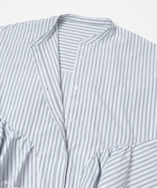 URBAN RESEARCH Sonny Label（アーバンリサーチサニーレーベル）の「『WEB限定』バンドカラーフリルストライプ半袖シャツ（シャツ/ブラウス・レディース・ブルー系その他/ブラウン系その他/ホワイト系その他・FREE）」の5枚目の写真