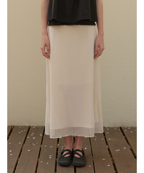 RE_L(リエル)の「Rousseau dot skirt (cream)(スカート・レディース・その他・SMALL/MEDIUM)」の1枚目の写真