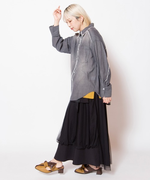 OSMOSIS（オズモーシス）の「シアーデニムシャツ（シャツ/ブラウス・レディース・ブラック/ブルー・ONE SIZE）」の10枚目の写真