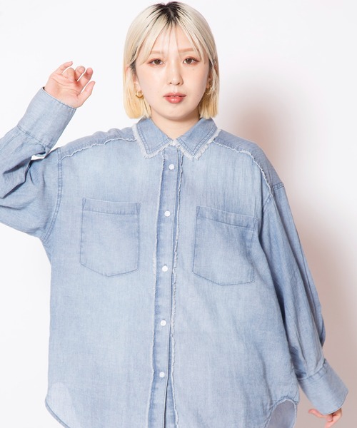 OSMOSIS（オズモーシス）の「シアーデニムシャツ（シャツ/ブラウス・レディース・ブラック/ブルー・ONE SIZE）」の19枚目の写真