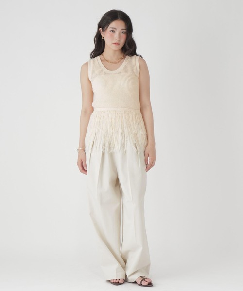 GLOBAL WORK(グローバルワーク)の「フリンジニットベスト/684044(ベスト・レディース・オフホワイト・LARGE/MEDIUM)」の2枚目の写真