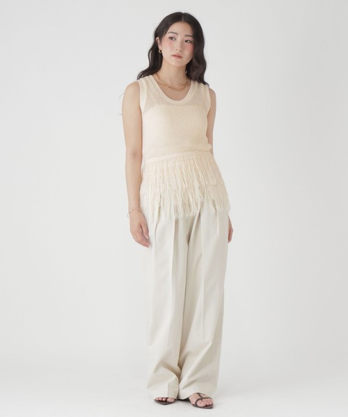 GLOBAL WORK(グローバルワーク)の「フリンジニットベスト/684044(ベスト・レディース・オフホワイト・LARGE/MEDIUM)」の3枚目の写真