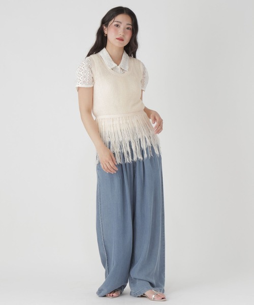 GLOBAL WORK(グローバルワーク)の「フリンジニットベスト/684044(ベスト・レディース・オフホワイト・LARGE/MEDIUM)」の9枚目の写真