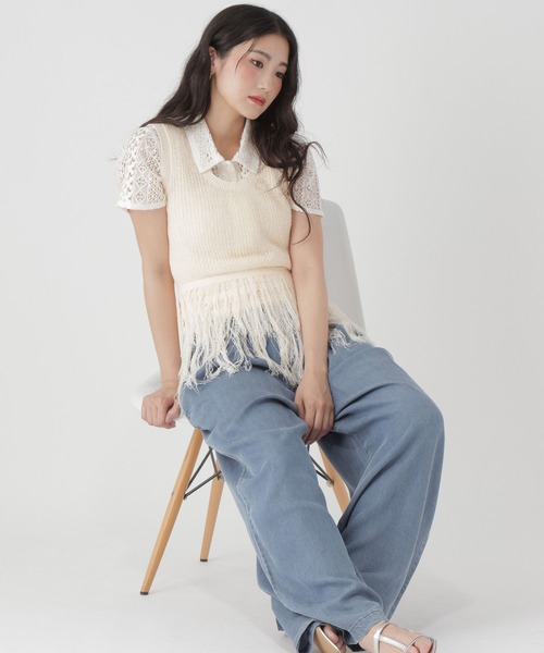 GLOBAL WORK(グローバルワーク)の「フリンジニットベスト/684044(ベスト・レディース・オフホワイト・LARGE/MEDIUM)」の14枚目の写真