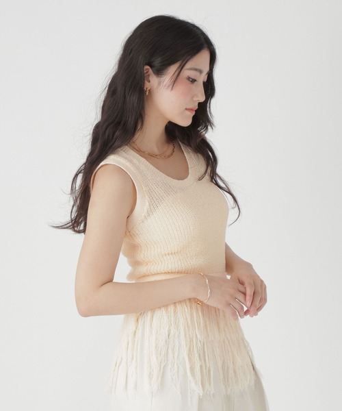GLOBAL WORK(グローバルワーク)の「フリンジニットベスト/684044(ベスト・レディース・オフホワイト・LARGE/MEDIUM)」の15枚目の写真