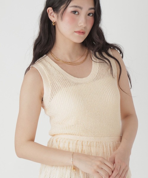 GLOBAL WORK(グローバルワーク)の「フリンジニットベスト/684044(ベスト・レディース・オフホワイト・LARGE/MEDIUM)」の16枚目の写真