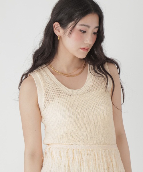 GLOBAL WORK(グローバルワーク)の「フリンジニットベスト/684044(ベスト・レディース・オフホワイト・LARGE/MEDIUM)」の17枚目の写真