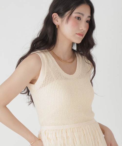GLOBAL WORK(グローバルワーク)の「フリンジニットベスト/684044(ベスト・レディース・オフホワイト・LARGE/MEDIUM)」の18枚目の写真