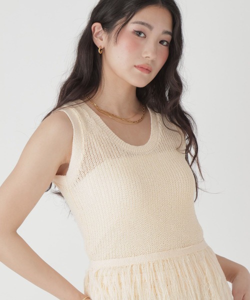 GLOBAL WORK(グローバルワーク)の「フリンジニットベスト/684044(ベスト・レディース・オフホワイト・LARGE/MEDIUM)」の19枚目の写真