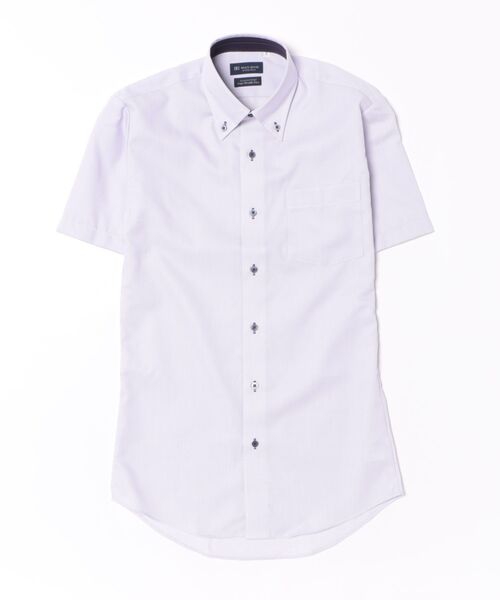 TOKYO SHIRTS(トウキョウシャツ)の「【超形態安定】【接触冷感】 形態安定ノンアイロン ボタンダウン 半袖ビジネスワイシャツ(ビジネスシャツ・メンズ・パープル・首回り37cm/首回り39cm/首回り41cm/首回り42cm/首回り43cm)」の6枚目の写真