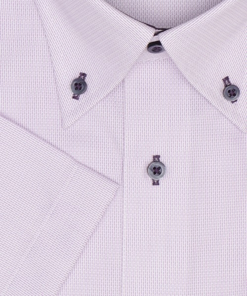 TOKYO SHIRTS(トウキョウシャツ)の「【超形態安定】【接触冷感】 形態安定ノンアイロン ボタンダウン 半袖ビジネスワイシャツ(ビジネスシャツ・メンズ・パープル・首回り37cm/首回り39cm/首回り41cm/首回り42cm/首回り43cm)」の3枚目の写真