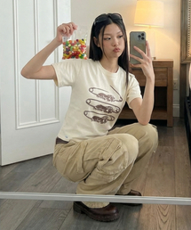 SUPERSUB（スーパーサブ）の「ホースピン クロップ 半袖Tシャツ-クリーム（Tシャツ/カットソー）」