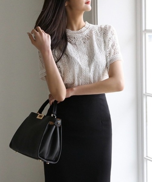 yuue' ( wear )(ユーイ)の「スカラップレース半袖ブラウス(シャツ/ブラウス・レディース・クリーム/ホワイト/ブラック・FREE)」の7枚目の写真