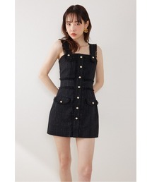 バイカラーオフショルリボンニットミニワンピース 春服（ワンピース