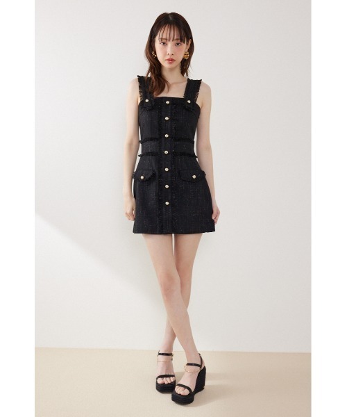 rienda(リエンダ)の「ツイードゴールドボタンミニワンピース 夏服(ワンピース・レディース・ホワイト/ライトグリーン/ブラック・MEDIUM/SMALL)」の20枚目の写真