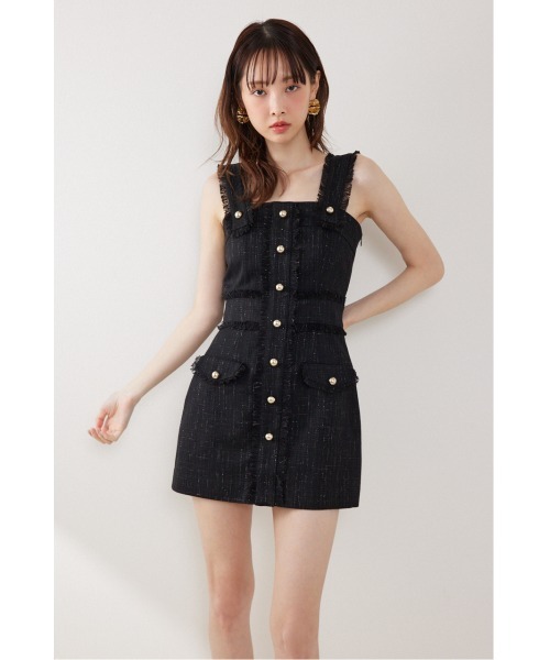 rienda(リエンダ)の「ツイードゴールドボタンミニワンピース 夏服(ワンピース・レディース・ホワイト/ライトグリーン/ブラック・MEDIUM/SMALL)」の11枚目の写真