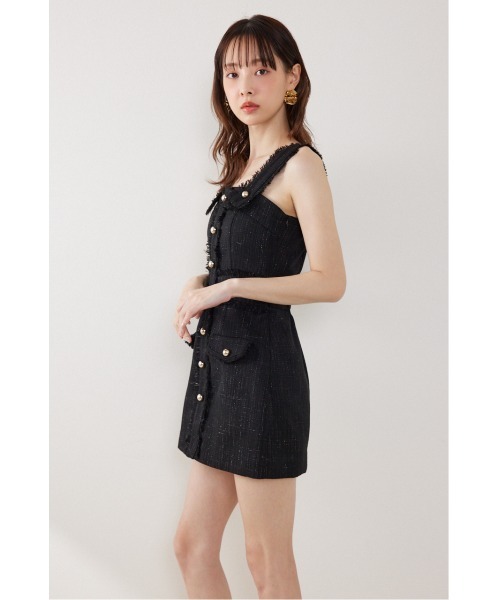 rienda(リエンダ)の「ツイードゴールドボタンミニワンピース 夏服(ワンピース・レディース・ホワイト/ライトグリーン/ブラック・MEDIUM/SMALL)」の12枚目の写真