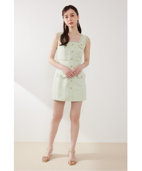 rienda(リエンダ)の「ツイードゴールドボタンミニワンピース 夏服(ワンピース・レディース・ホワイト/ライトグリーン/ブラック・MEDIUM/SMALL)」の15枚目の写真