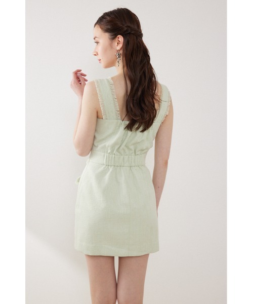 rienda(リエンダ)の「ツイードゴールドボタンミニワンピース 夏服(ワンピース・レディース・ホワイト/ライトグリーン/ブラック・MEDIUM/SMALL)」の7枚目の写真
